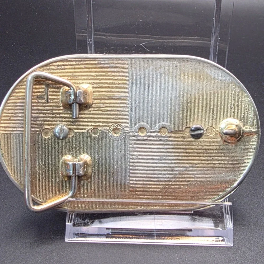Vintage American Legion Belt Buckle Mens Gold‎ Silver Excellent Oval Emblem